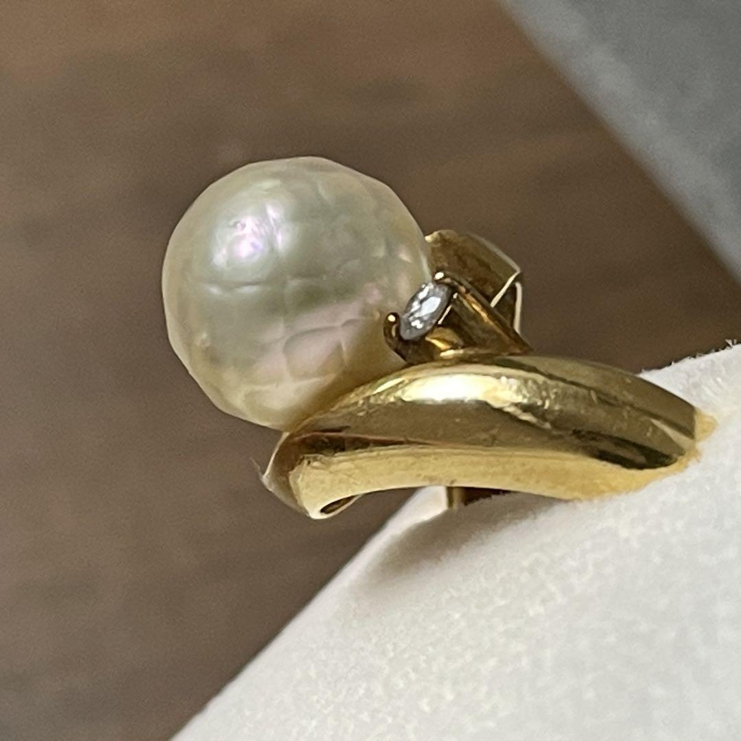 定番人気！ ダイヤモンド 華真珠 18k パール 真珠 カット 18金 リング 指輪 アクセサリー