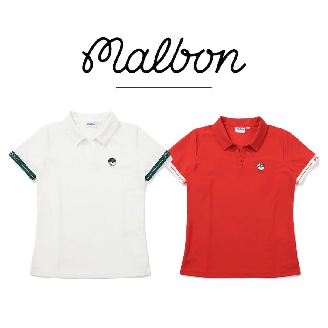 25新作 MALBON マルボンゴルフ レディース ポロシャツ 半袖tee 白S