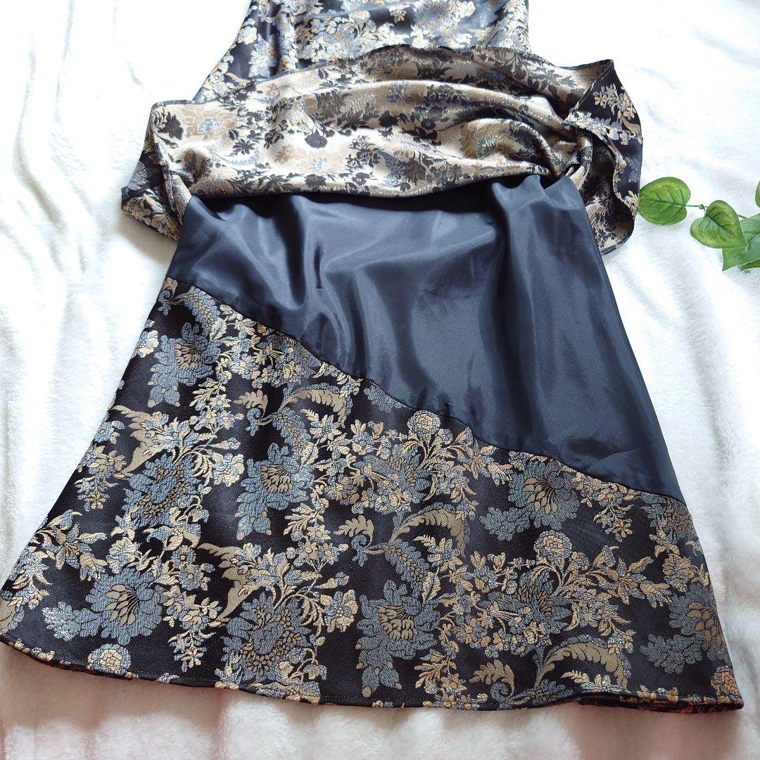美品【Vino Stella】ジャガード　ラメ　ロングチャイナドレス　衣装