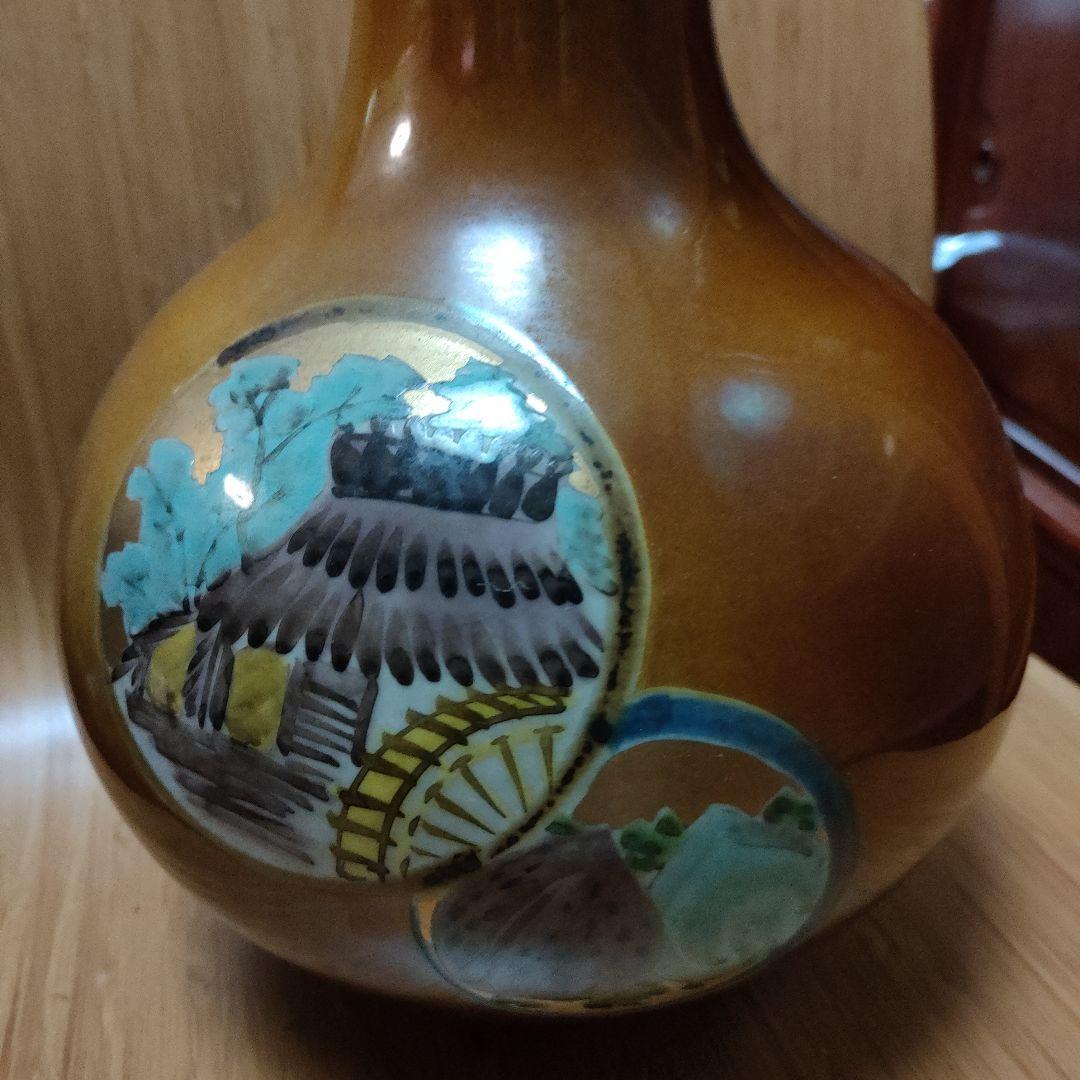 伝統工芸　九谷焼　名工　大田健次郎作　金彩　梅　31ｃｍ　10号　花器　花瓶 伝統工芸 九谷焼 名工 大田健次郎作 金彩 梅 31cm 10号 花器 花瓶