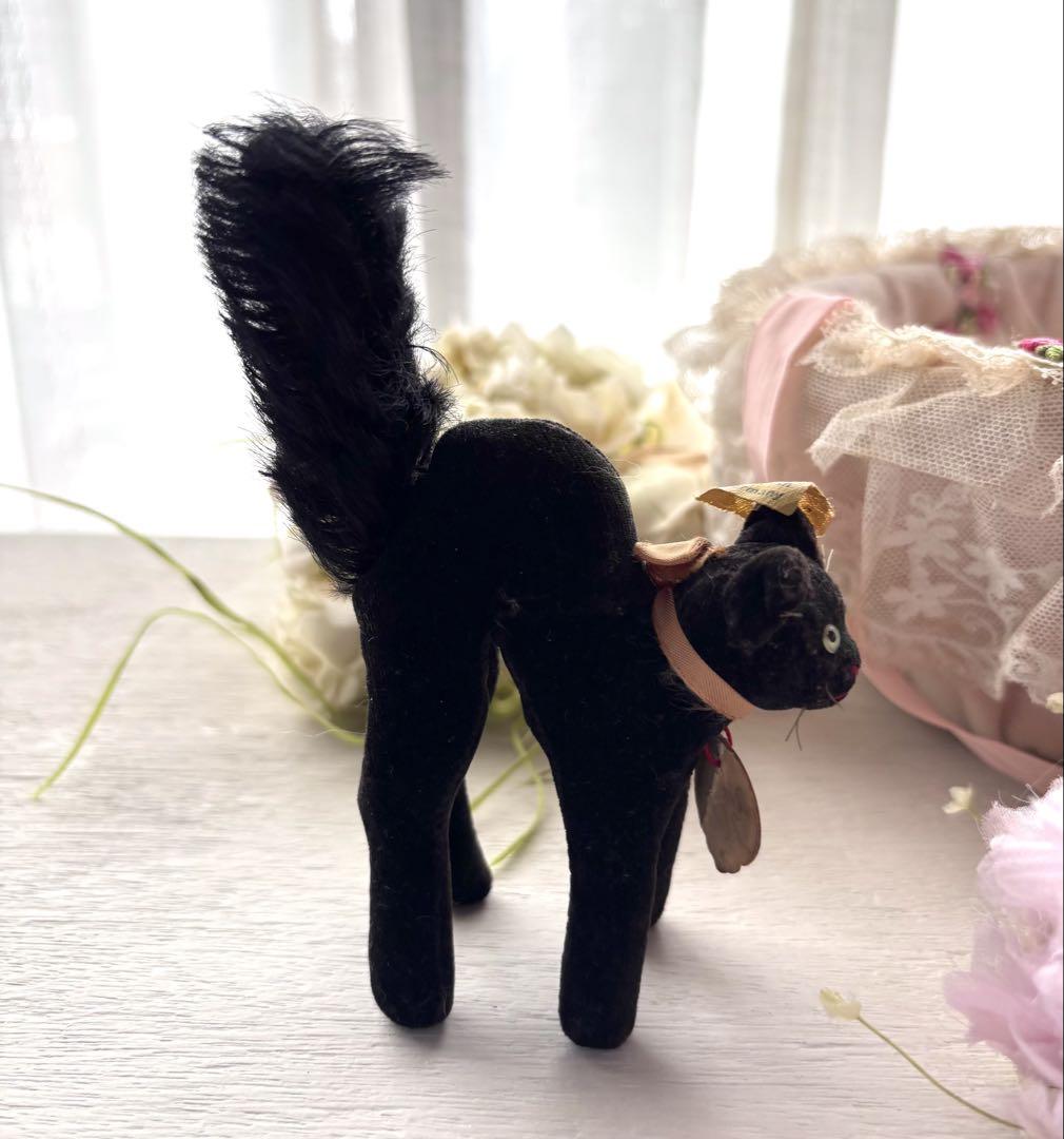 ドイツ　ヴィンテージ　シュタイフ　トムキャット　ネコ　Black Tom Cat