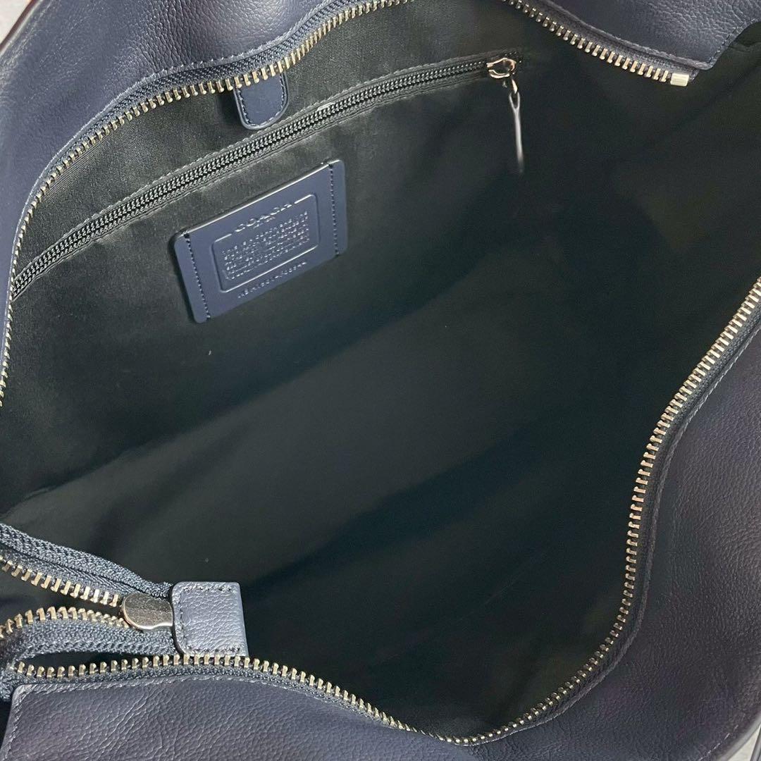 【極美品✨】COACH ベケット 2way ビジネストート シボ革 ネイビー