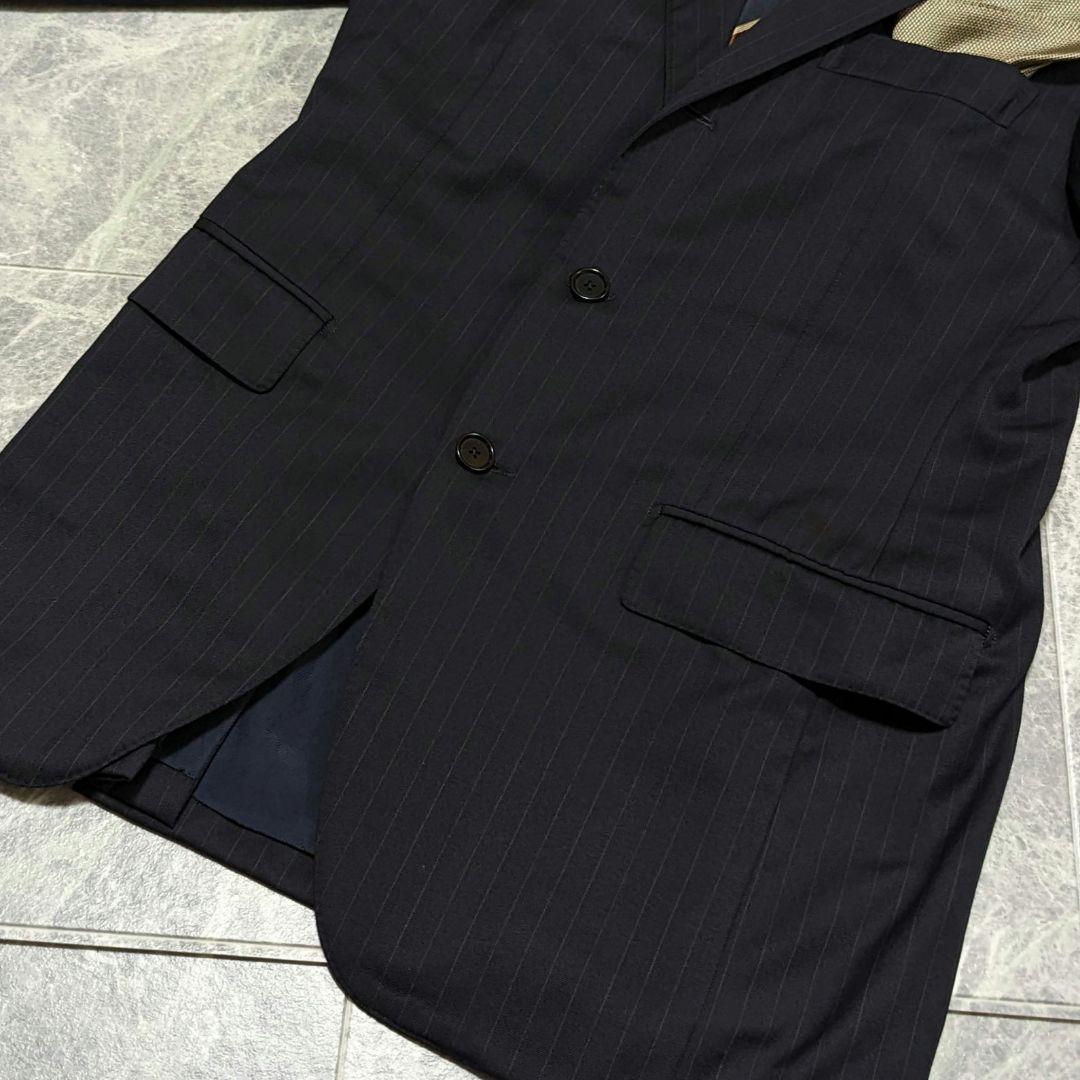 極美品◎　BEAMS　F　ジャケット　ストライプ　ネイビー　スーツ　セットアップ