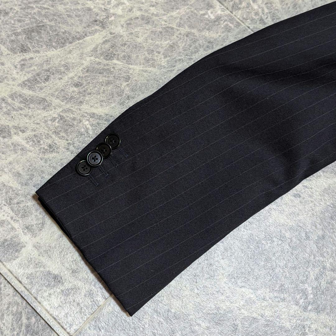 極美品◎　BEAMS　F　ジャケット　ストライプ　ネイビー　スーツ　セットアップ