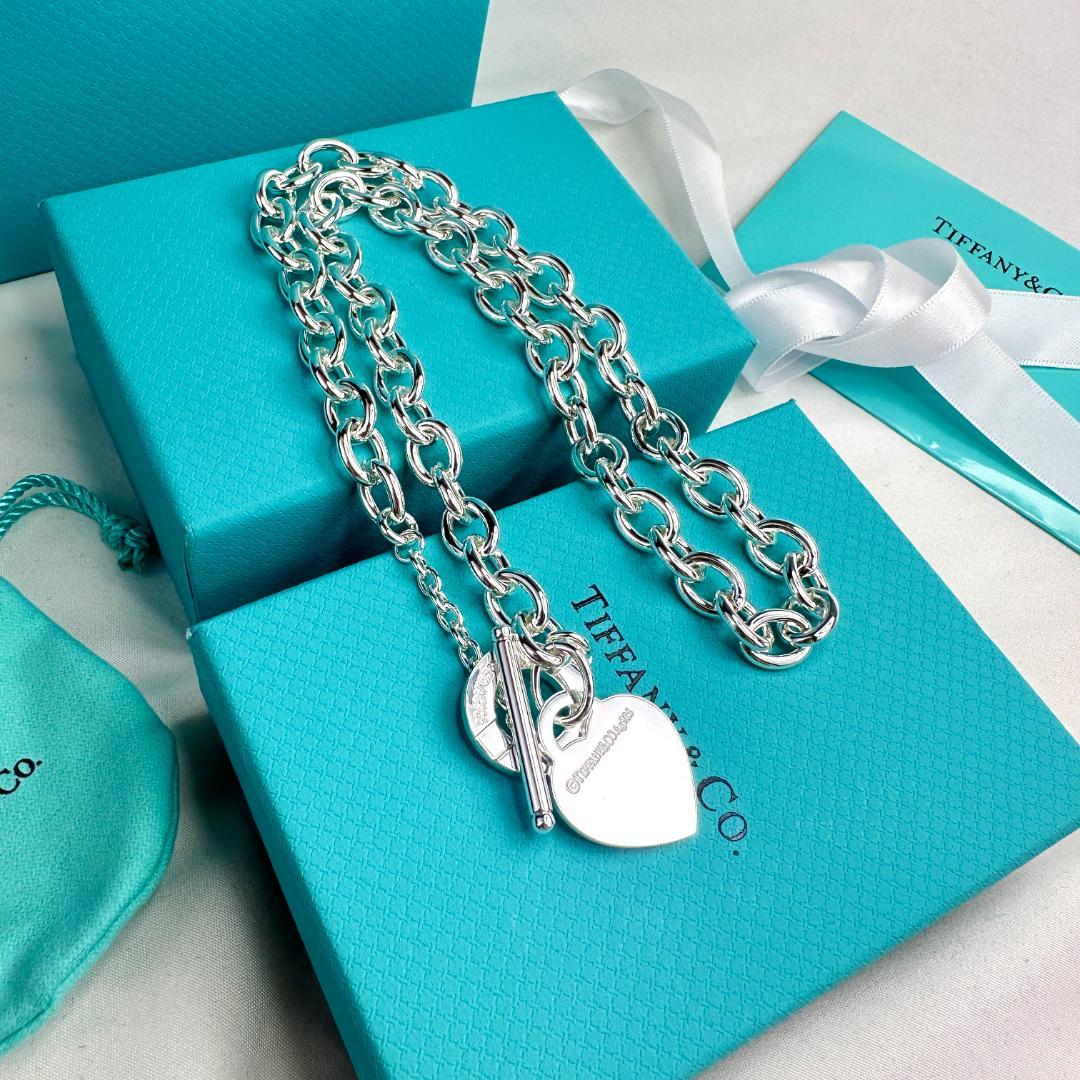 極美品 Tiffany & Co フル ハート トグル ペンダント ネックレス