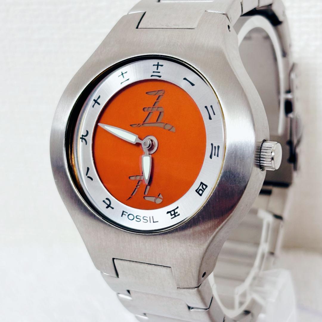 美品】フォッシル ビッグティック 漢字 レッド シルバー レア