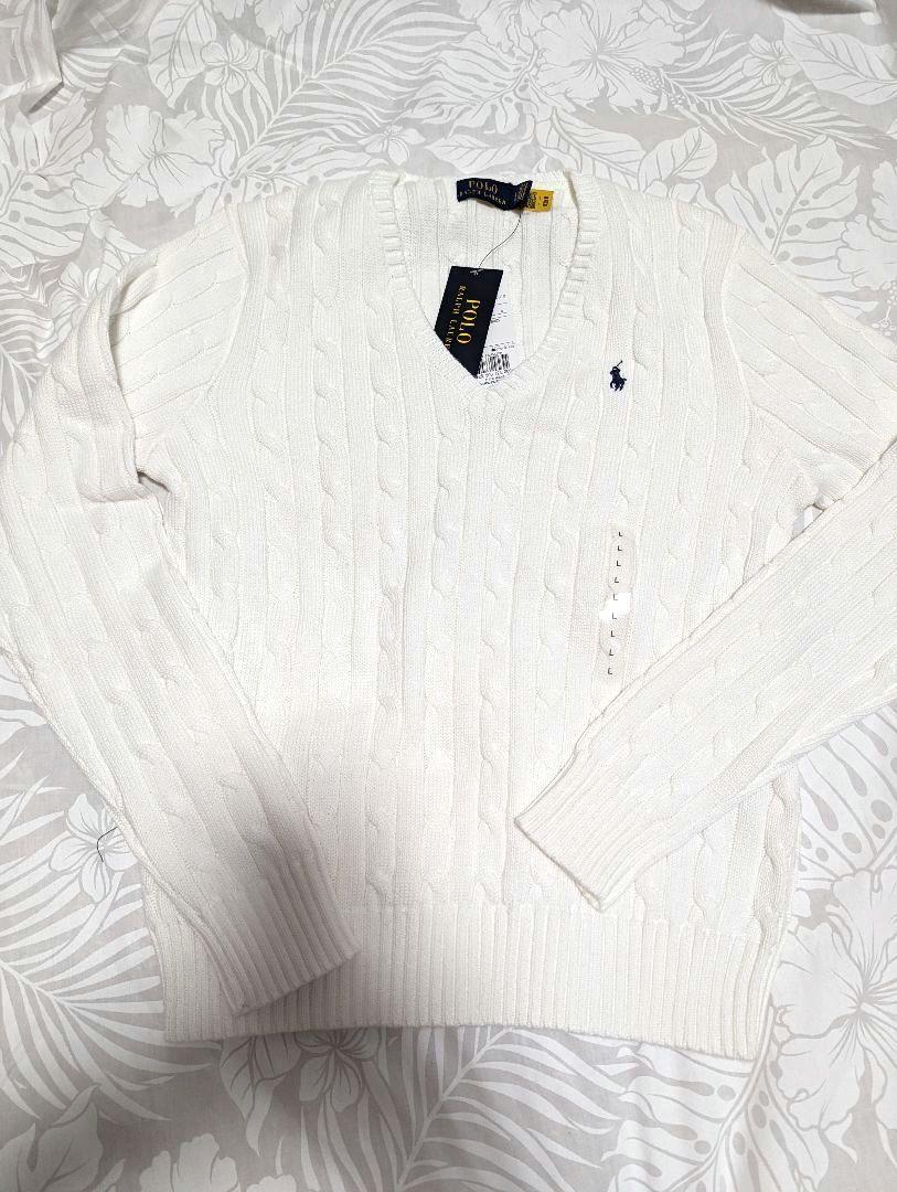 新品 ポロラルフローレン 白定番ニット