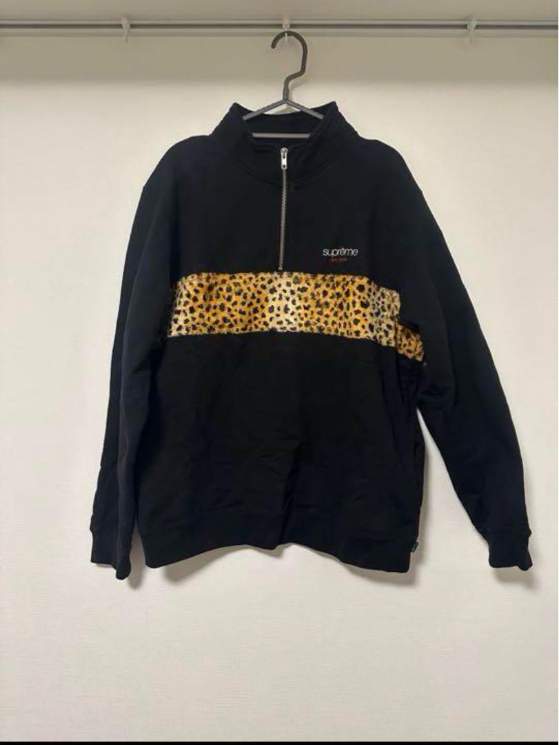 トップス 18FW Leopard Panel Half Zip Sweatshirt