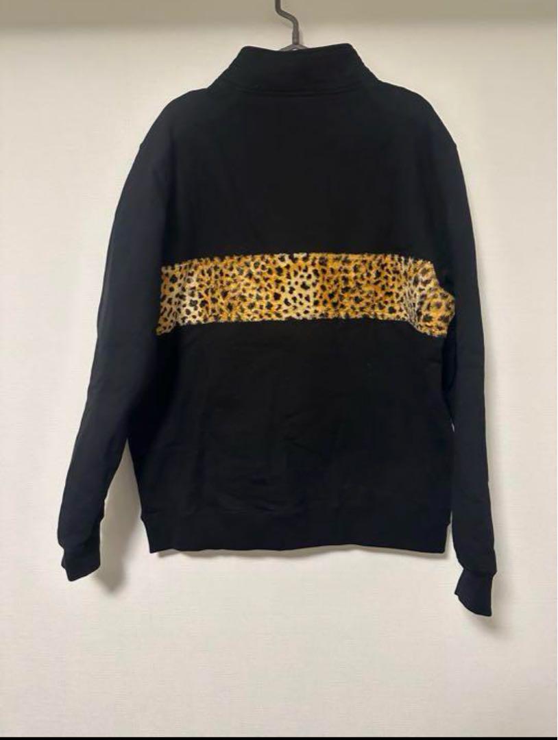 トップス 18FW Leopard Panel Half Zip Sweatshirt