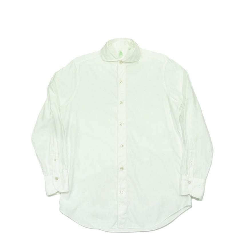 Finamore ホワイト ホリゾンタル シャツ 15¾ 40M・FINAMORE