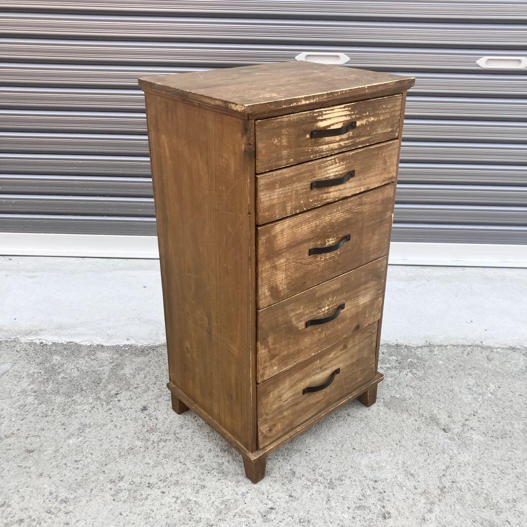 昭和レトロ アンティーク 古家具 道具箱 木製チェスト 5杯 ミニ箪笥 タンス