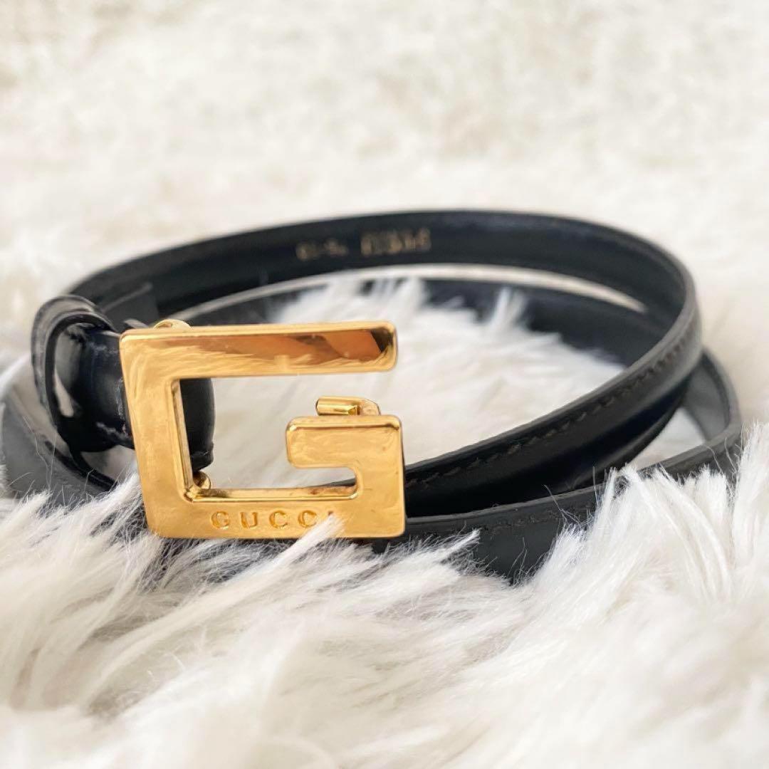 GUCCI グッチ ゴールド金具 Gロゴ ベルト レザー レディース 0969
