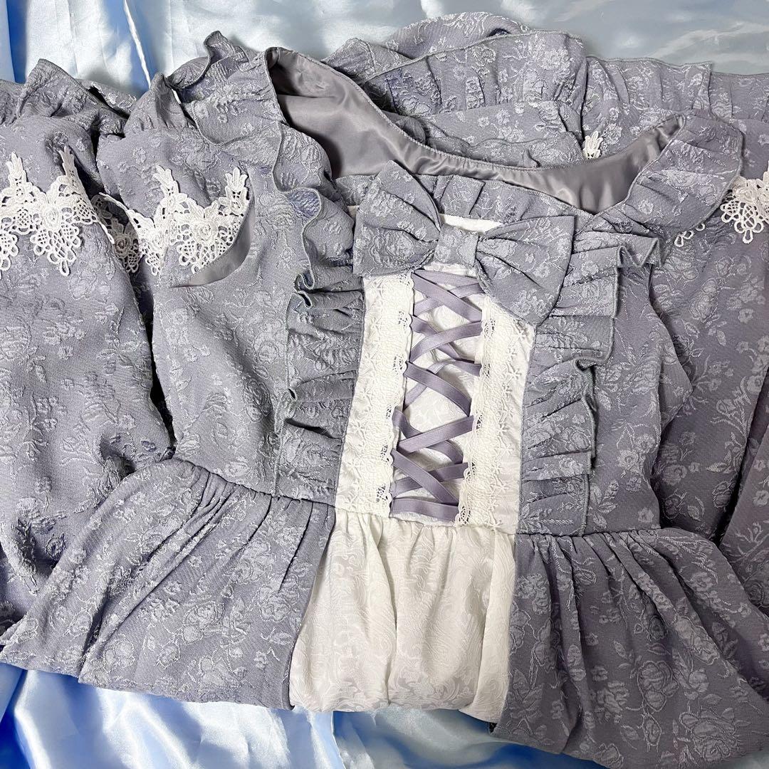 axes femme kawaii ロココジャンパースカート ブルー