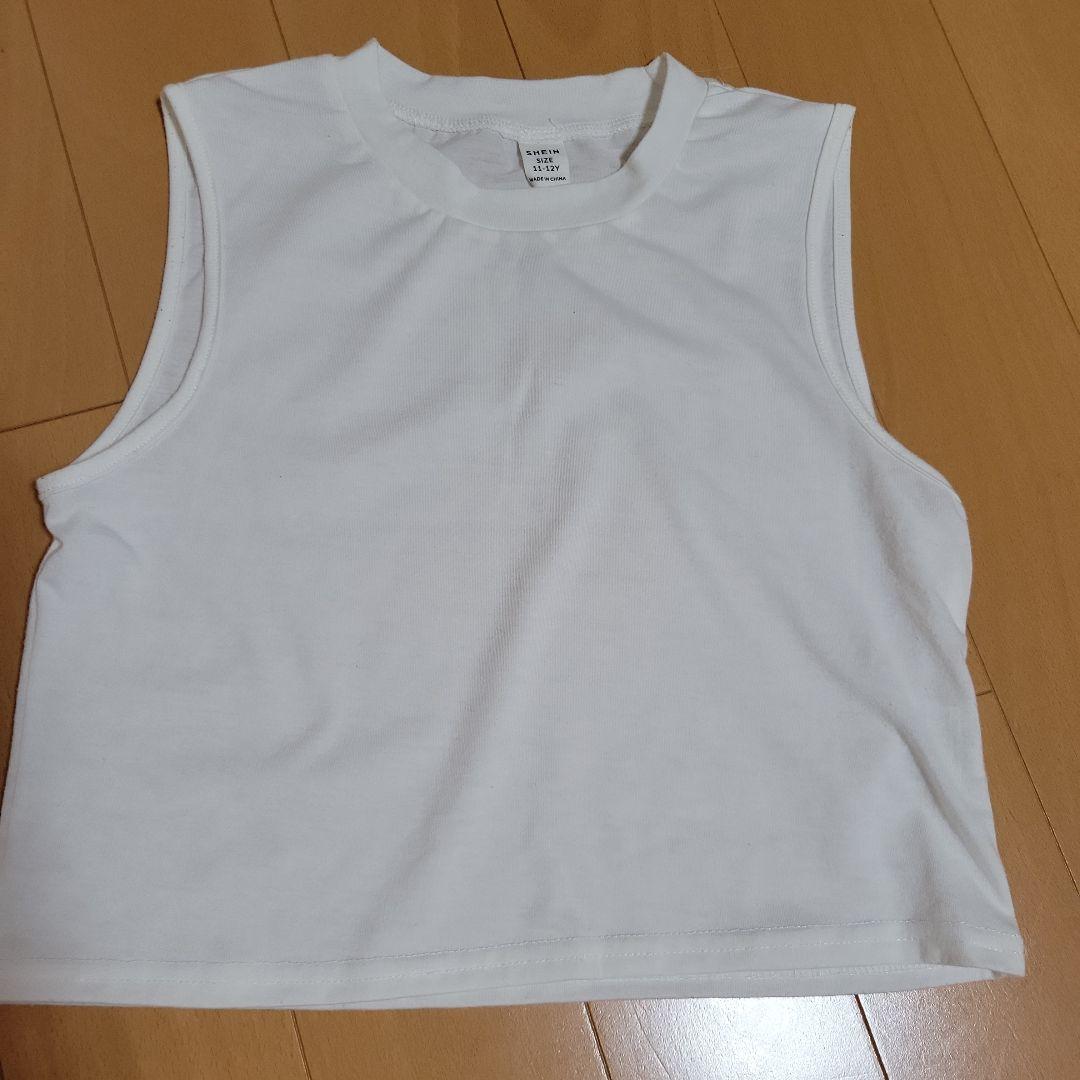 SHEIN ホワイト ノースリーブ タンクトップ ショートパンツ