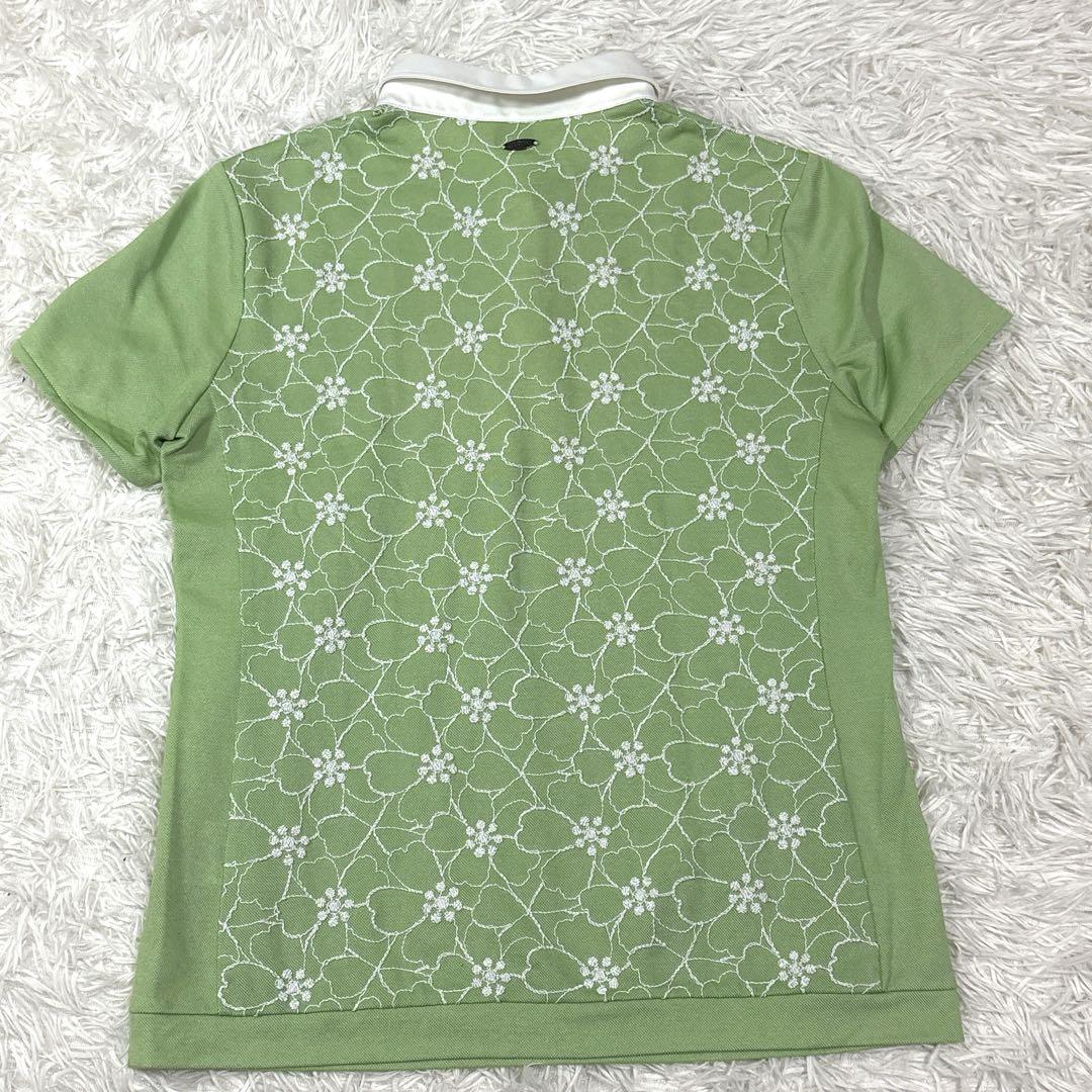 極美品 ランバン スポール ポロシャツ 刺繍 花柄 M ゴルフウエア 洗える