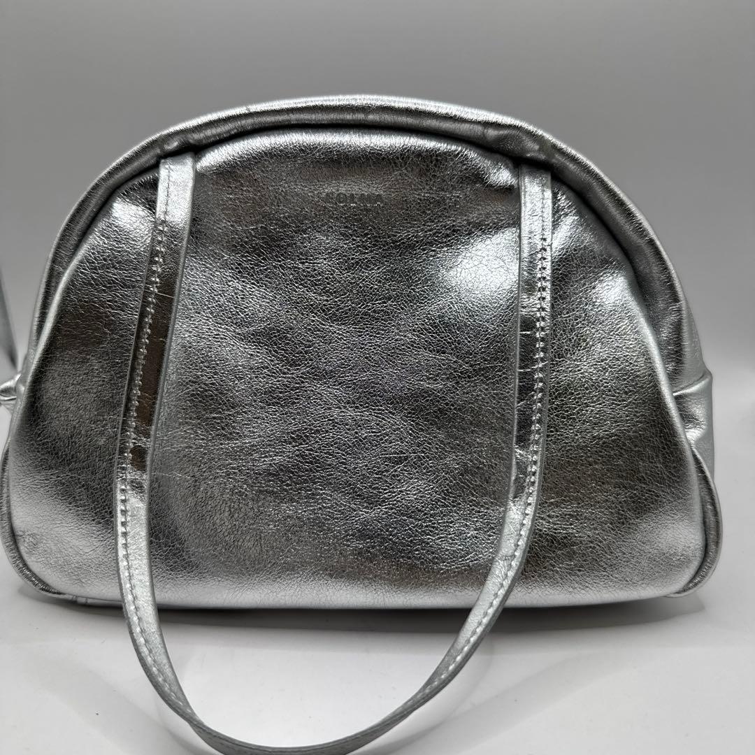 FOLNA シルバー ハンドバッグ フォイルボストンバッグ SS