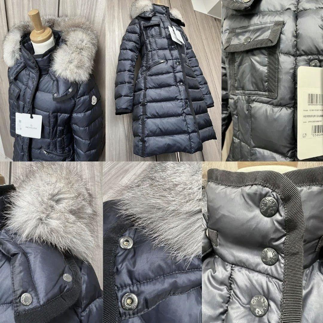 MONCLER エルミファー フォックスファー ダウンジャケット 4 ネイビー色 画像10