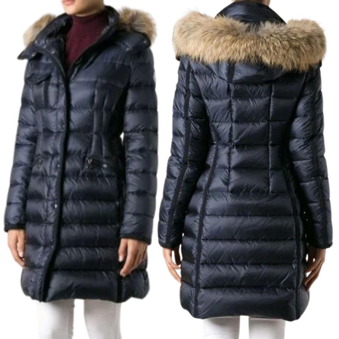 MONCLER エルミファー フォックスファー ダウンジャケット 4 ネイビー色 画像13