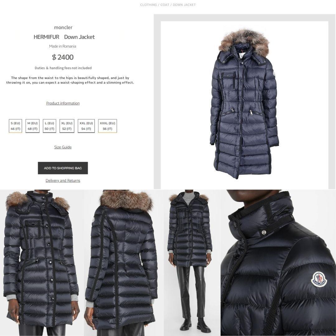 MONCLER エルミファー フォックスファー ダウンジャケット 4 ネイビー色 画像14