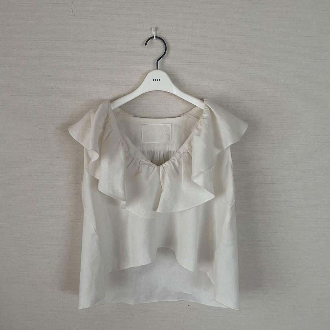 MYLAN マイラン　Ramie Twill Ruffle Blouse