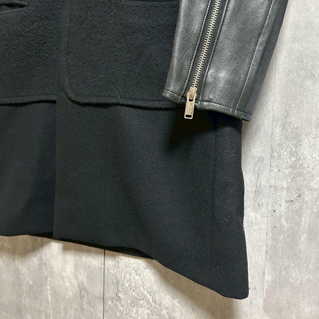 undercover アンダーカバー 袖レザー ダッフルコート アウター 黒 1 undercover アンダーカバー 袖レザー ダッフルコート アウター 黒 1