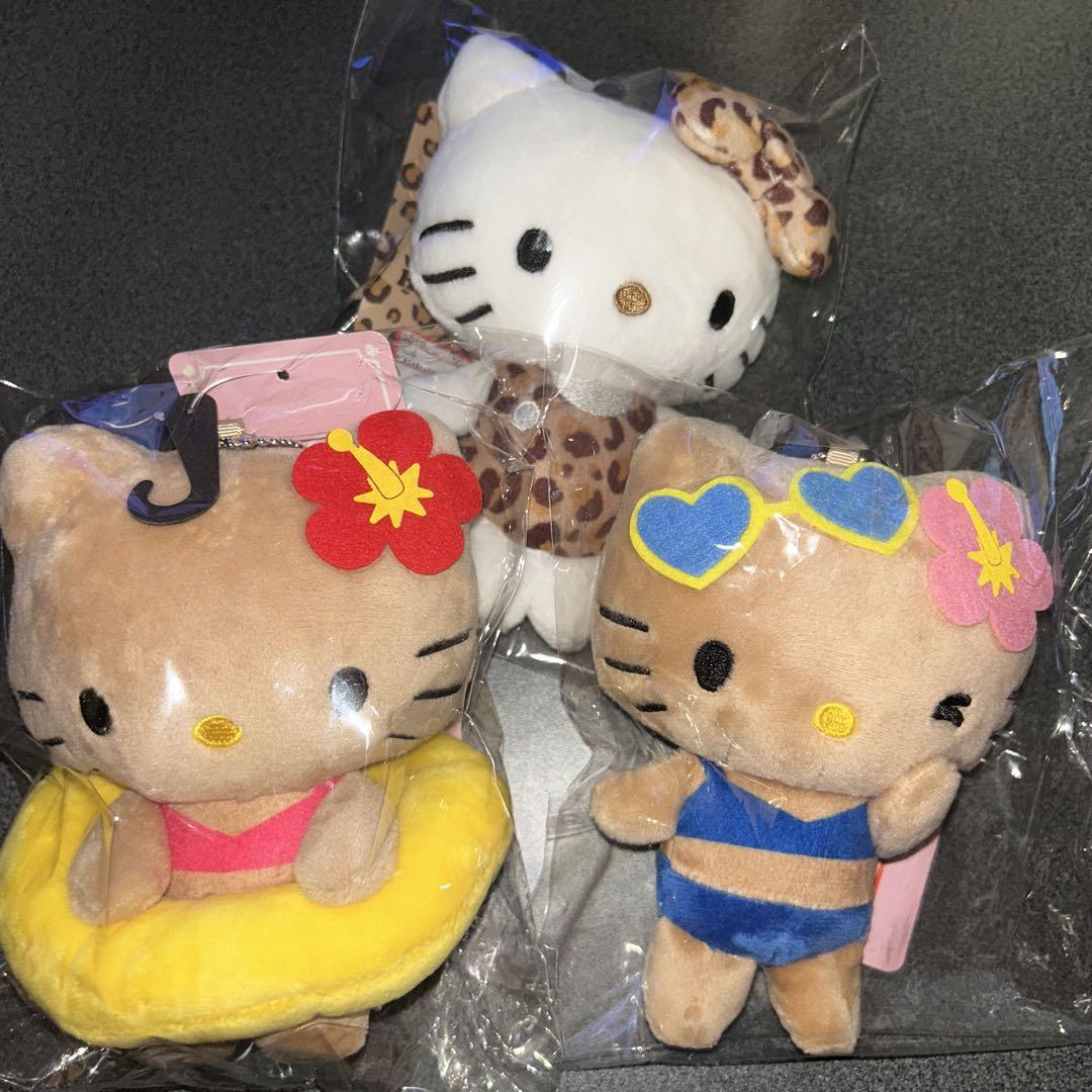 キティちゃんアベイル マスコットチャーム 3体セット日焼け ビキニヒョウ柄浮き輪