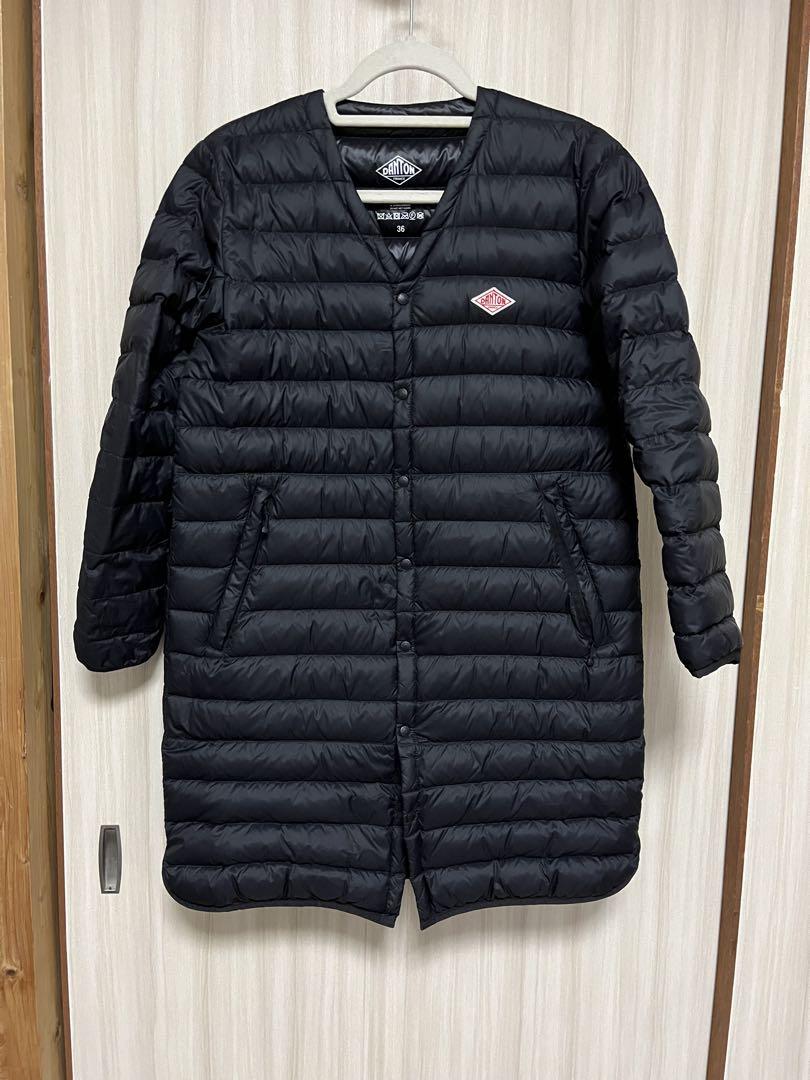 DANTON 黒 インナーダウンロングコート36☆