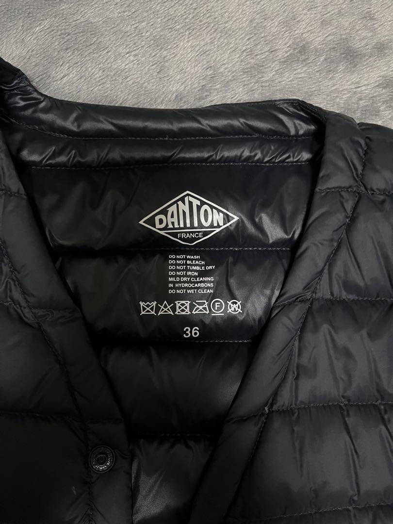 DANTON 黒 インナーダウンロングコート36☆