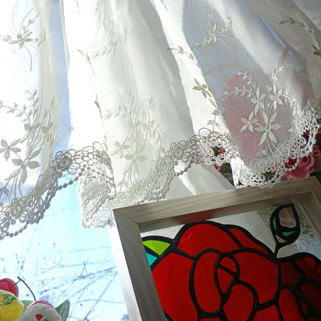 カフェカーテン【nao様オーダー品　花柄刺繍トルコレース】ハンドメイド kanade_top1.jpg