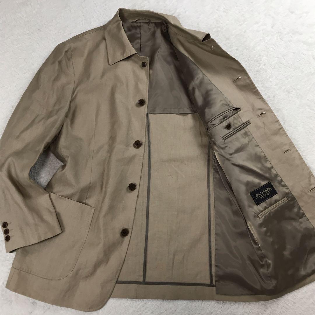 【極美品・麻100％】BELLUMOREジャケット カバーオール茶ステンカラーL