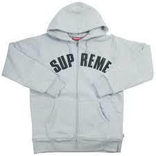 SUPREME グレー ジップアップフーディ XL