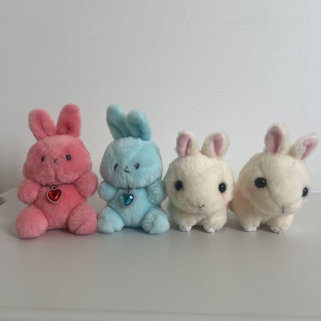 ウサギ型ぬいぐるみ 3色セット ウサギのぬいぐるみセット（ピンク・青・白） - メルカリ
