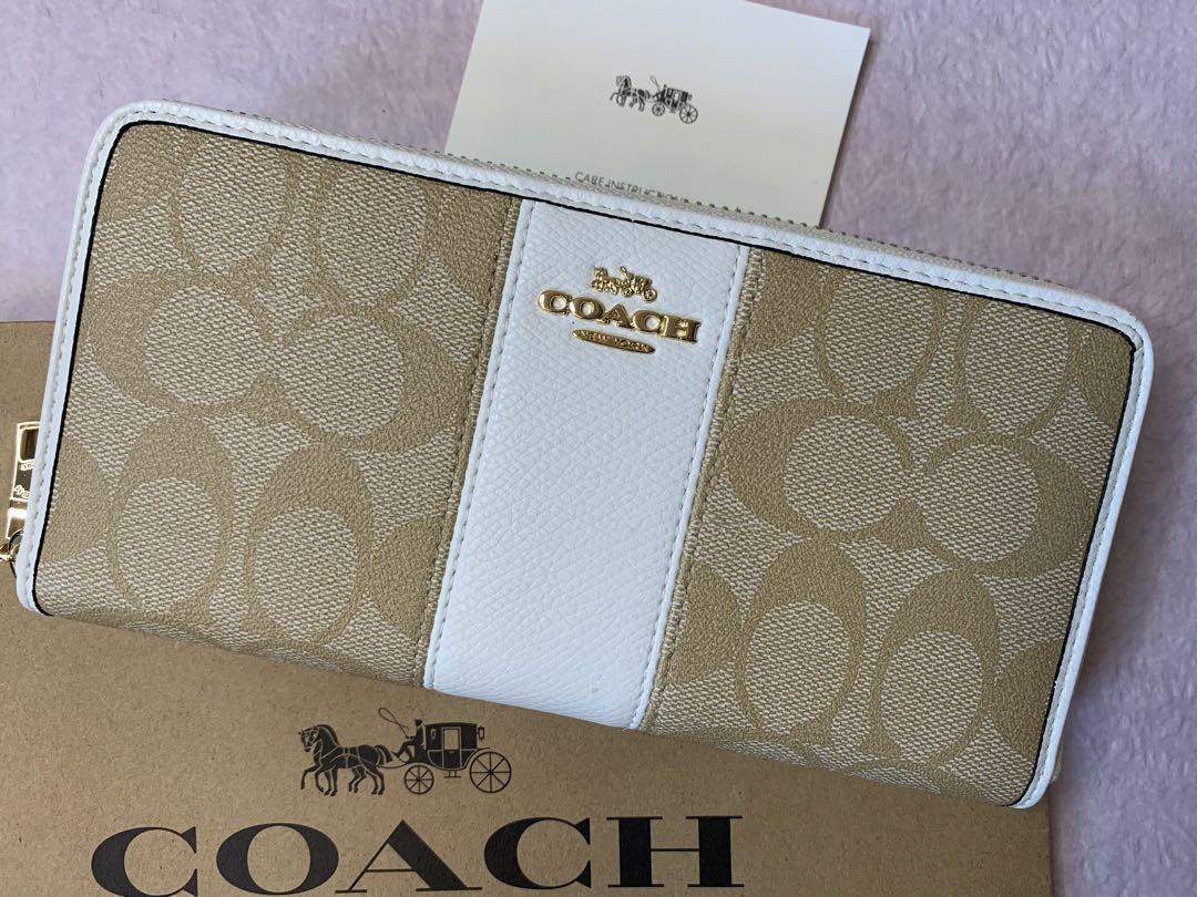 COACH コーチ 長財布 ホワイトストライプ 新品 アウトレット