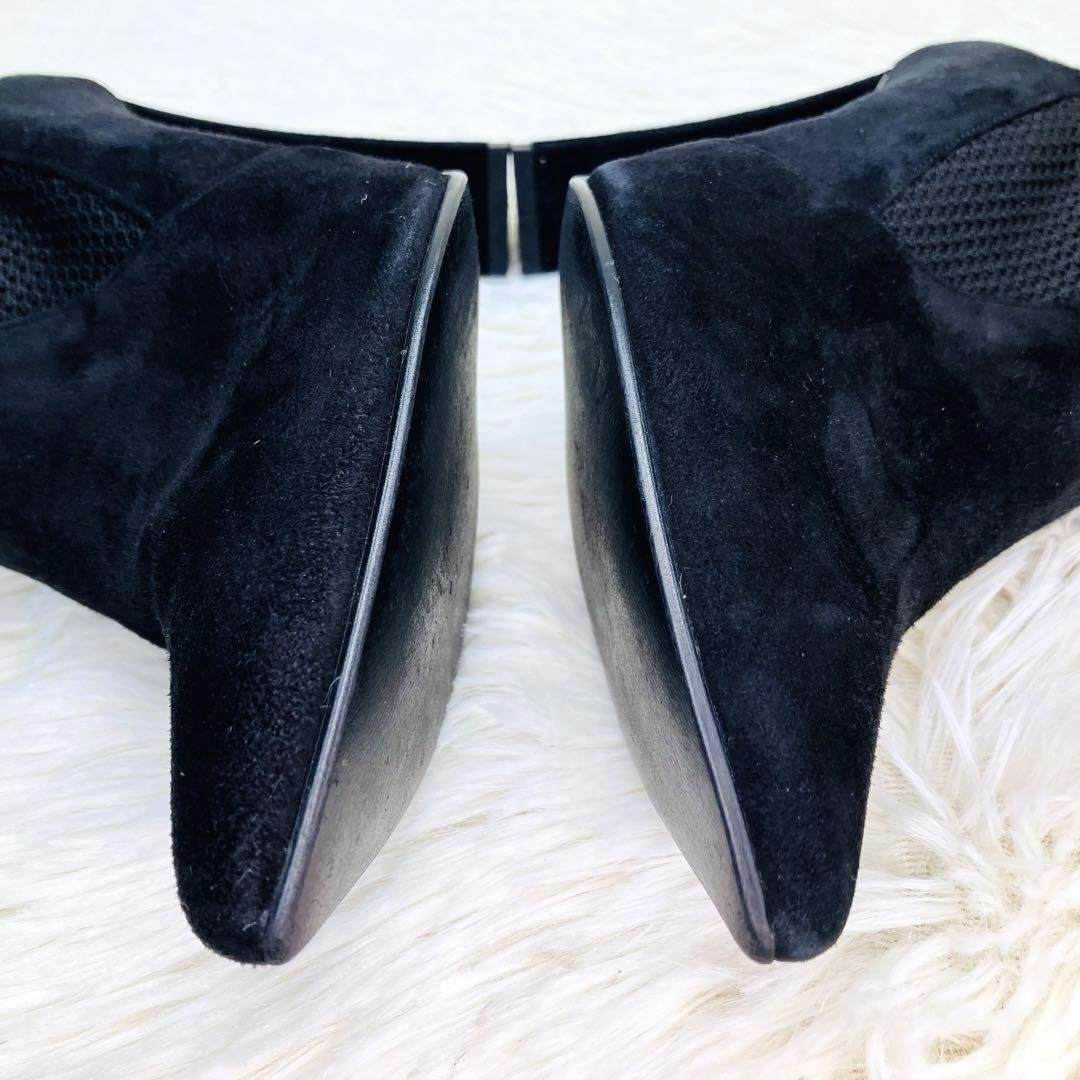 ダイアナ　極美品　ショートブーツ　ソックスブーツ　黒　ピンヒール　現品 極美品】DIANA 25cm ダイアナ 本革×ニットソックスブーツ