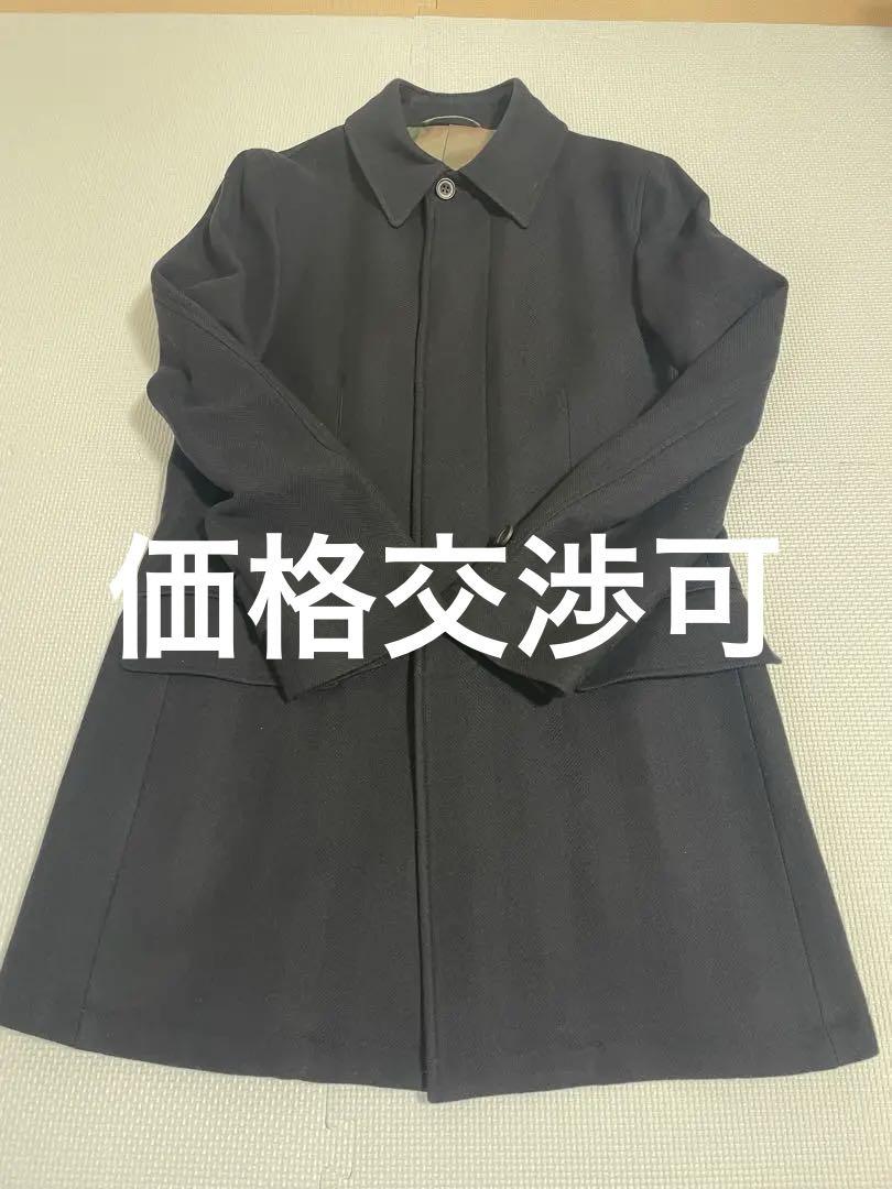 日本製コート ロロピアーナ イタリア製 生地 ウール ネイビー 46 美品 秋冬ジャケット・アウター