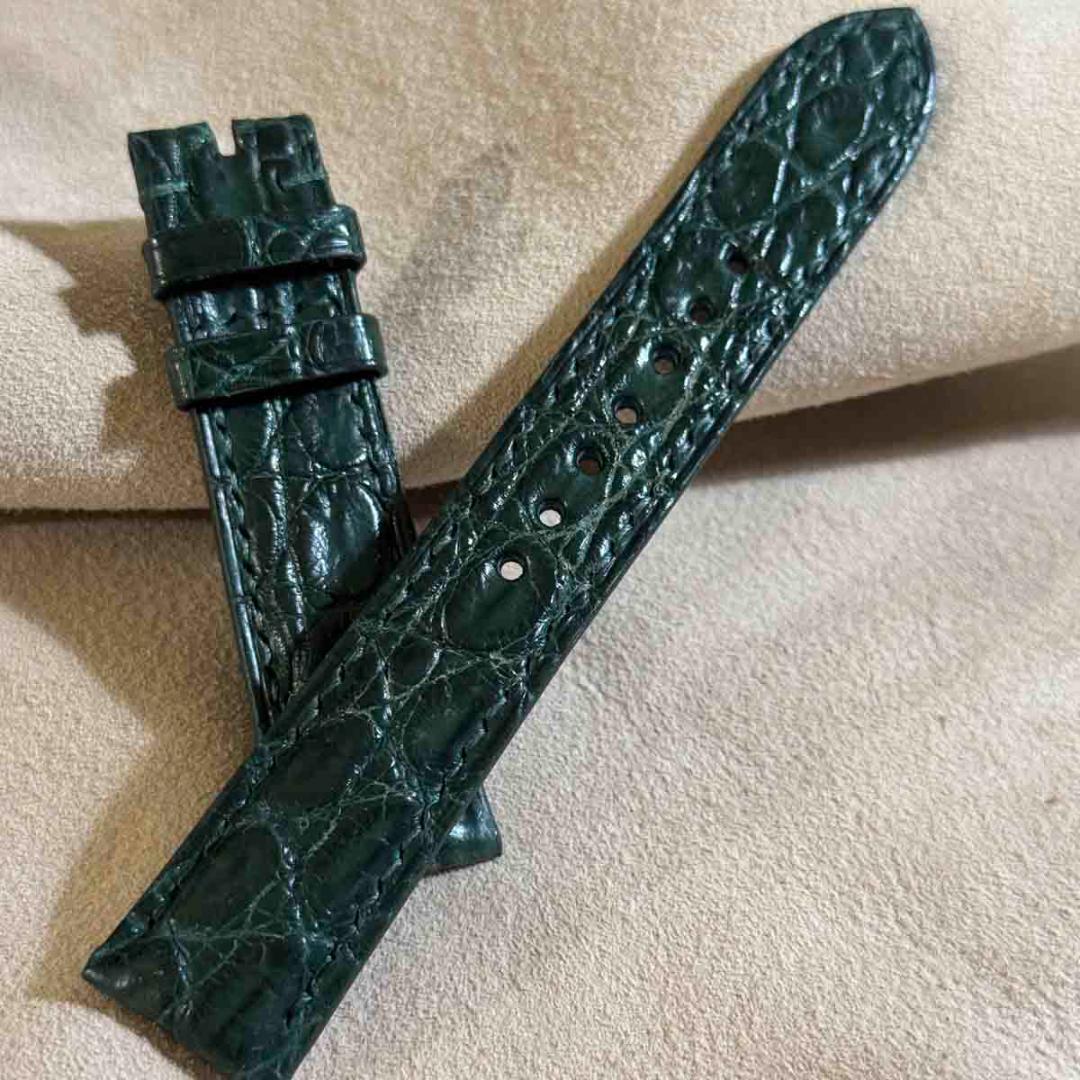 cro-1898 クロコダイル 腕時計ベルト グリーン ラグ幅20mm