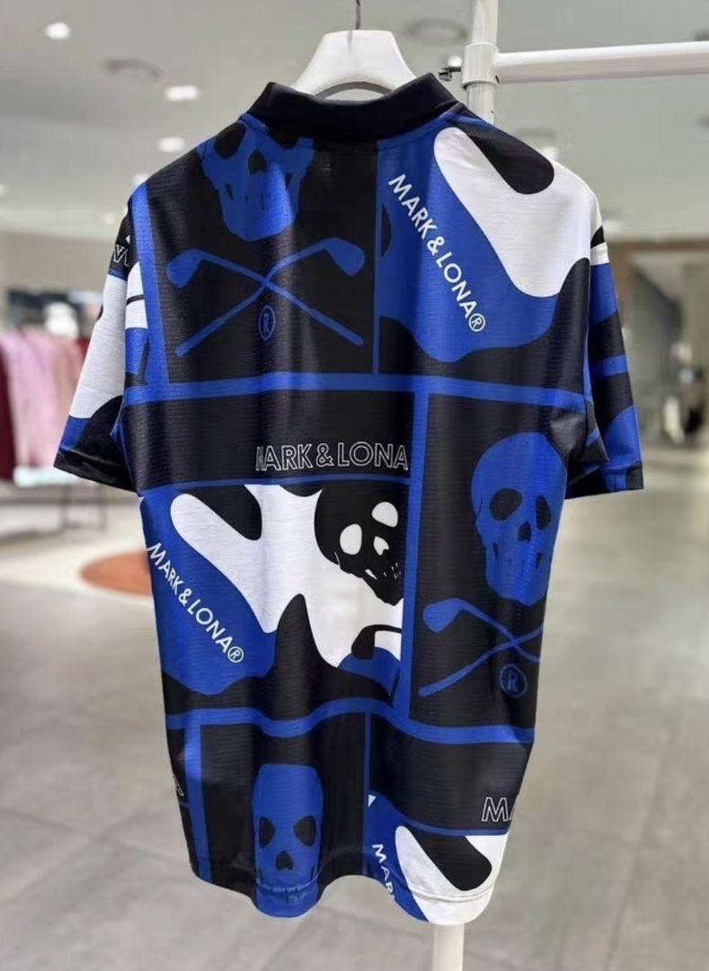 MARK & LONA GOLFゴルフメンズ 半袖 スカルプリントポロシャツ