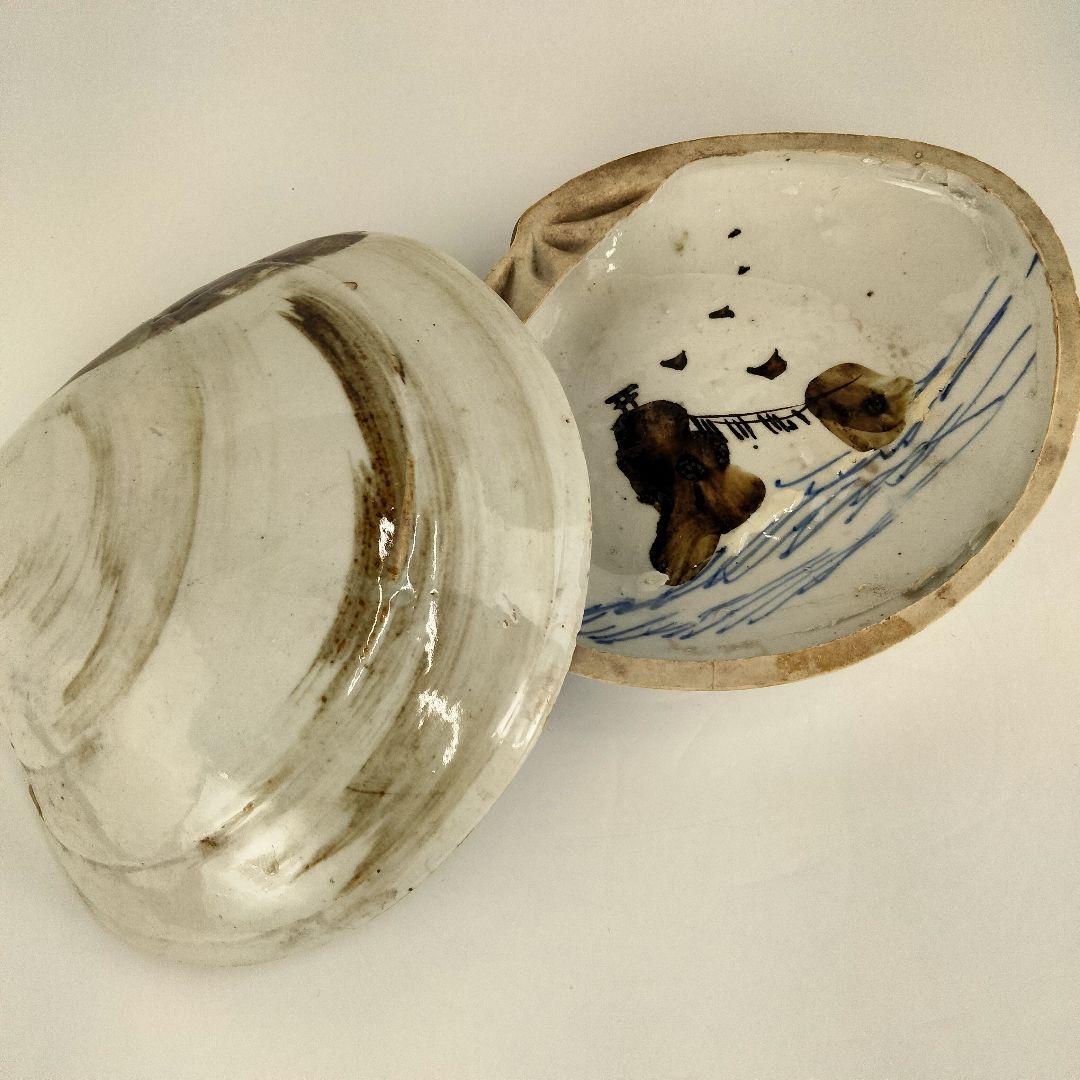 Y546-6 時代古作 貝合わせ 皿 18.5㎝　WW