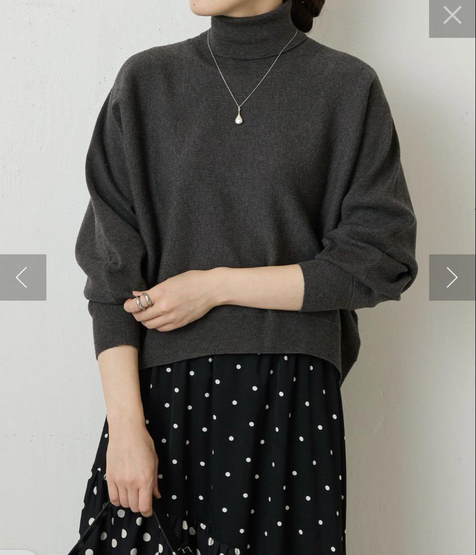 新品★ビアズリーハイネックドルマンニット★グレー