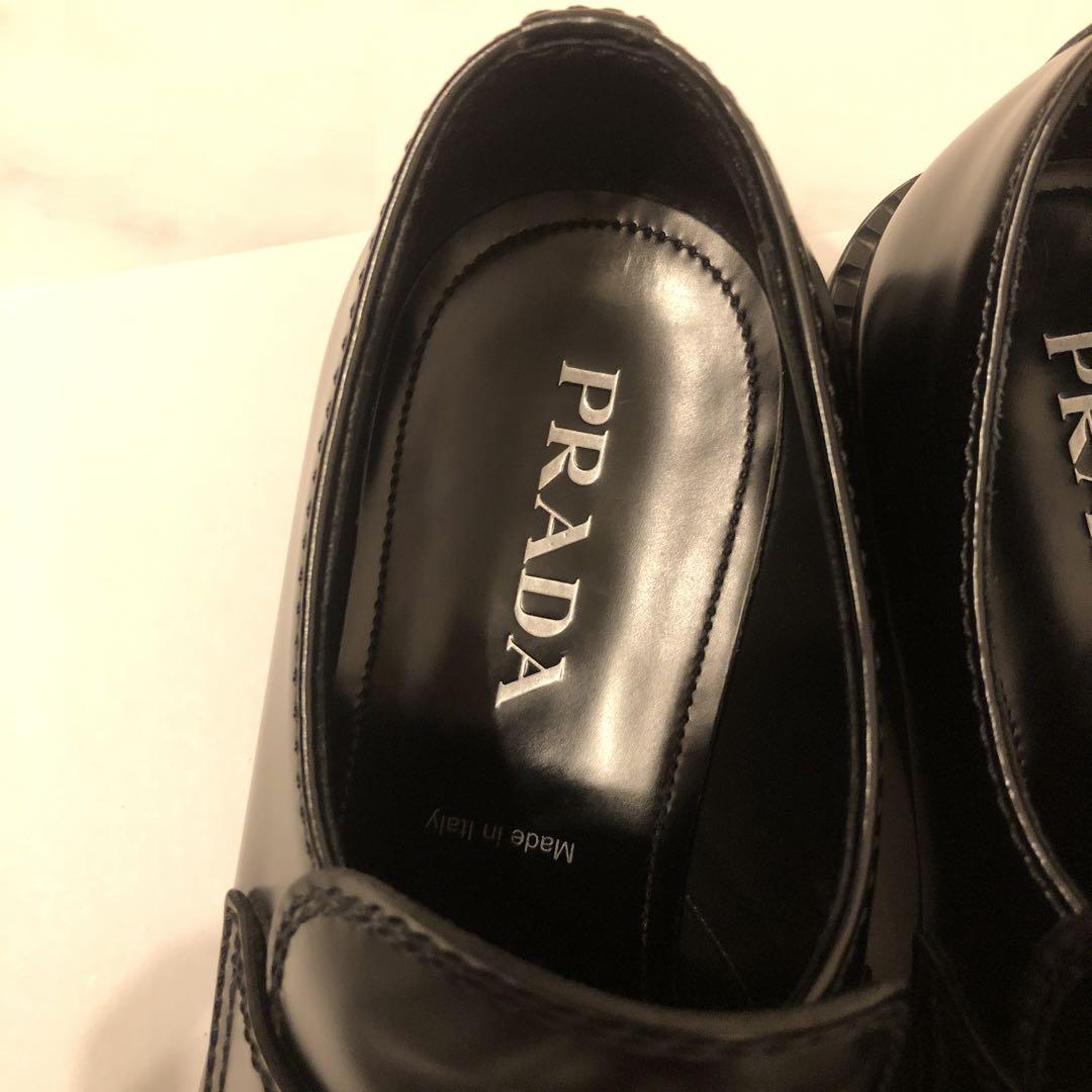 PRADA チョコレートブラッシュドレザーローファー