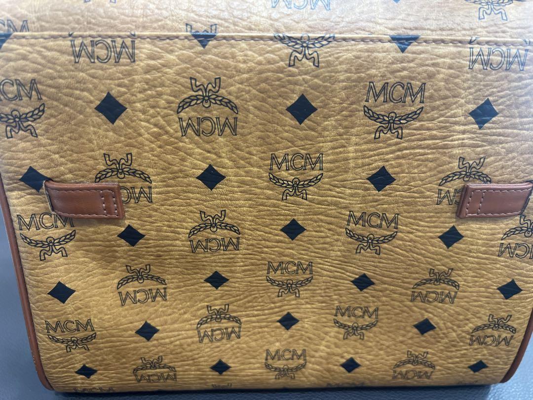 MCM ロゴプリント ハンドバッグ ブラウン - メルカリ