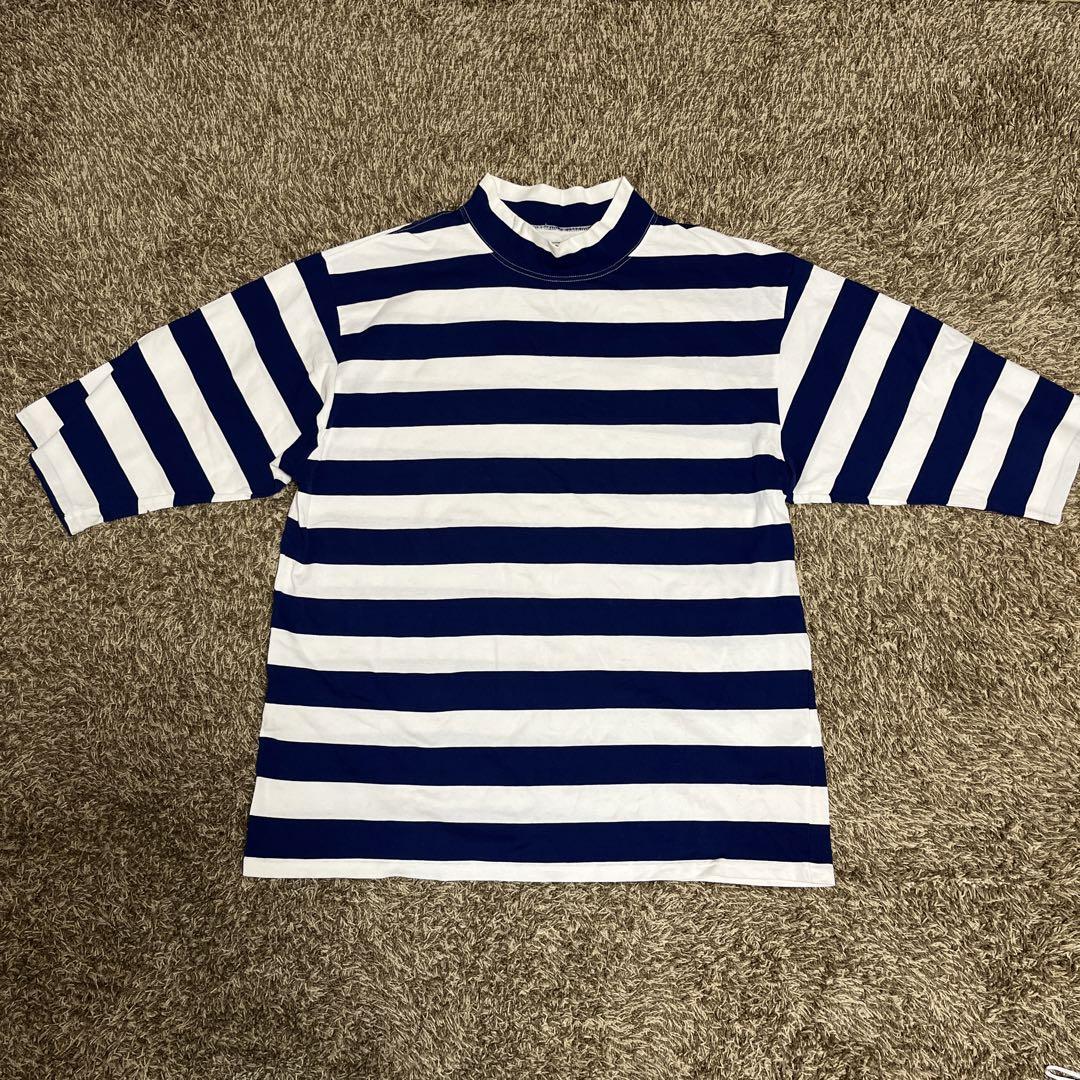 ブルーブルー　青と白のボーダー　七分袖　Tシャツ Mサイズ