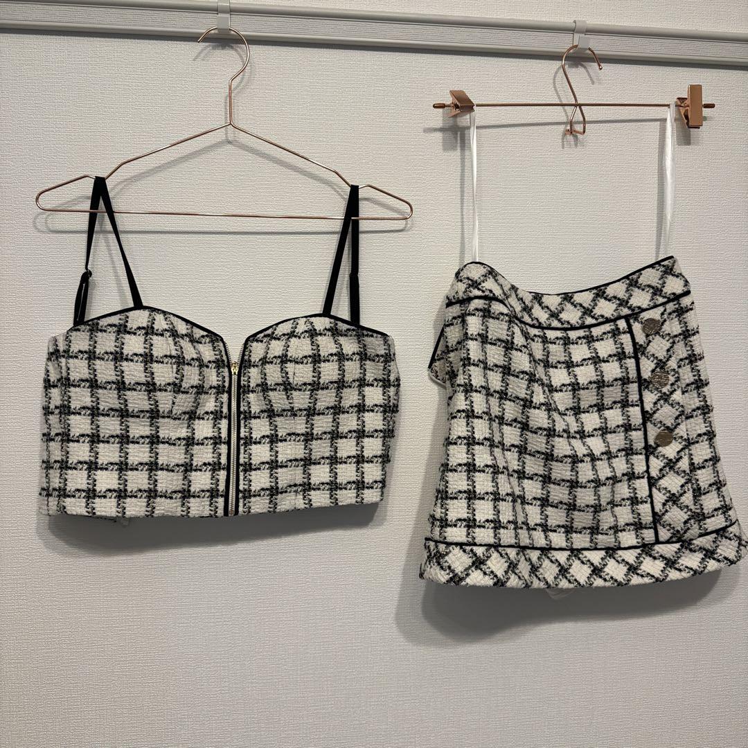 Glossy チェック柄 トップス・スカートセット S