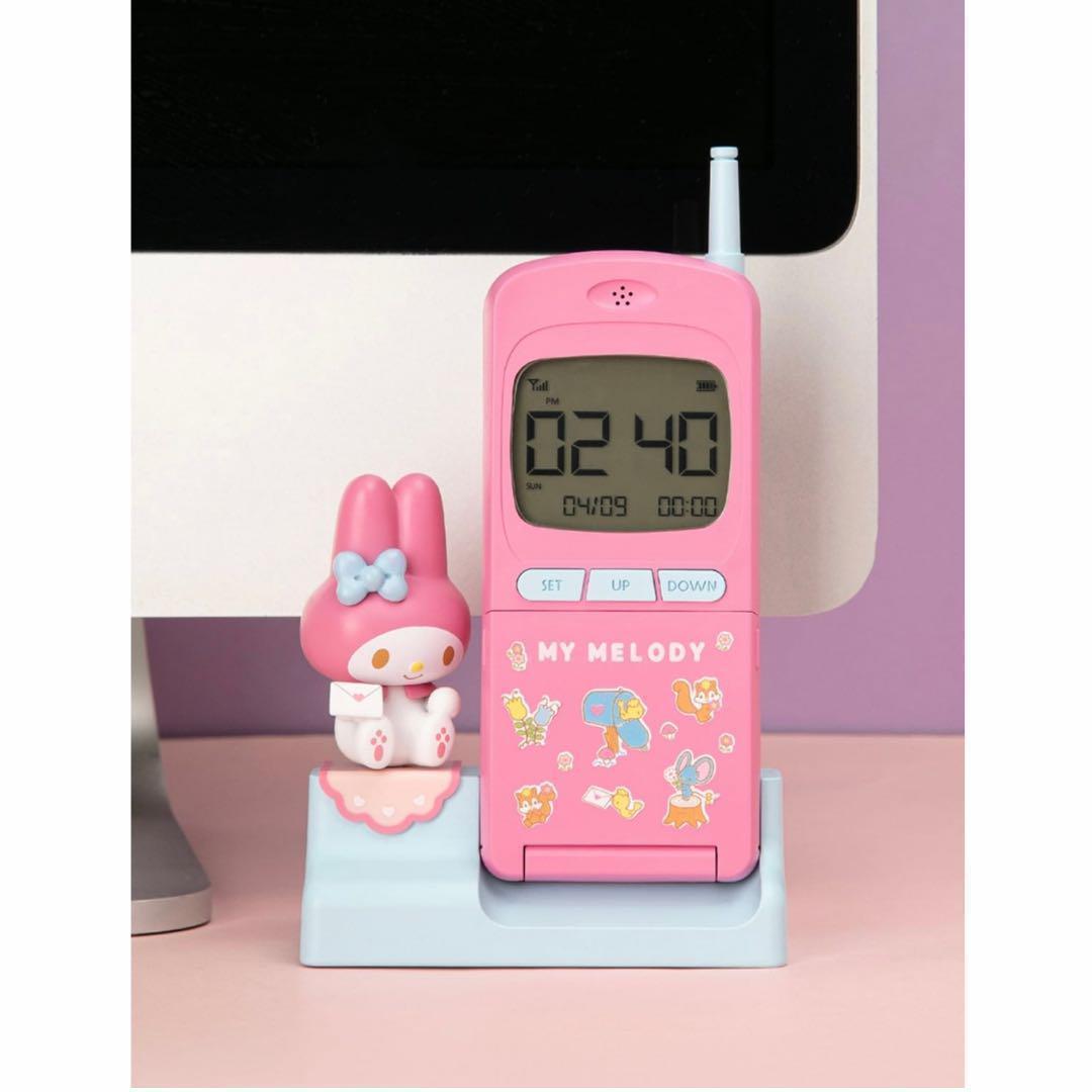 マイメロ　レトロテーブル時計　ガラケー風　目覚まし　韓国限定　サンリオ マイメロ レトロテーブル時計 ガラケー風 目覚まし 韓国限定