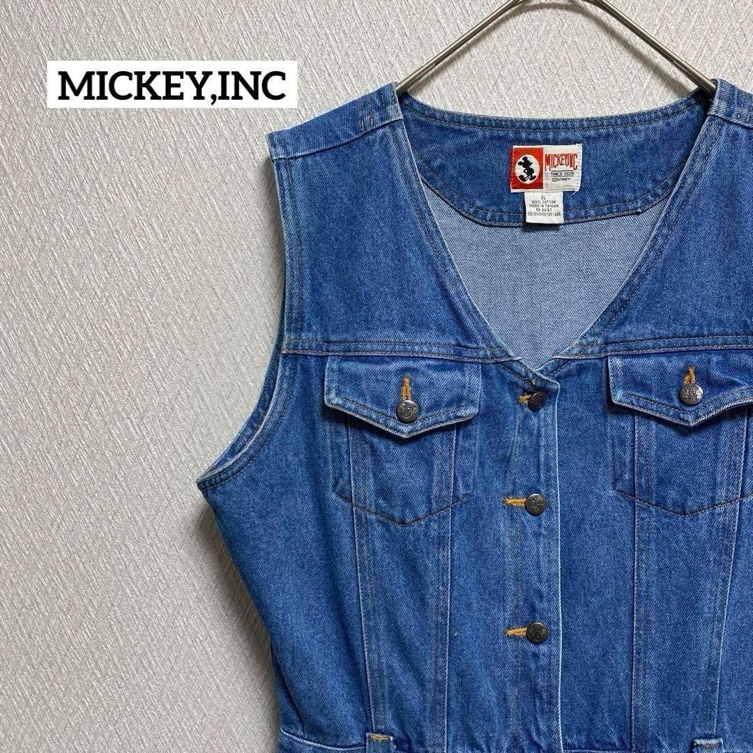 MICKEYINC ディズニー 90年代 ワンピース デニム ワッペン XL