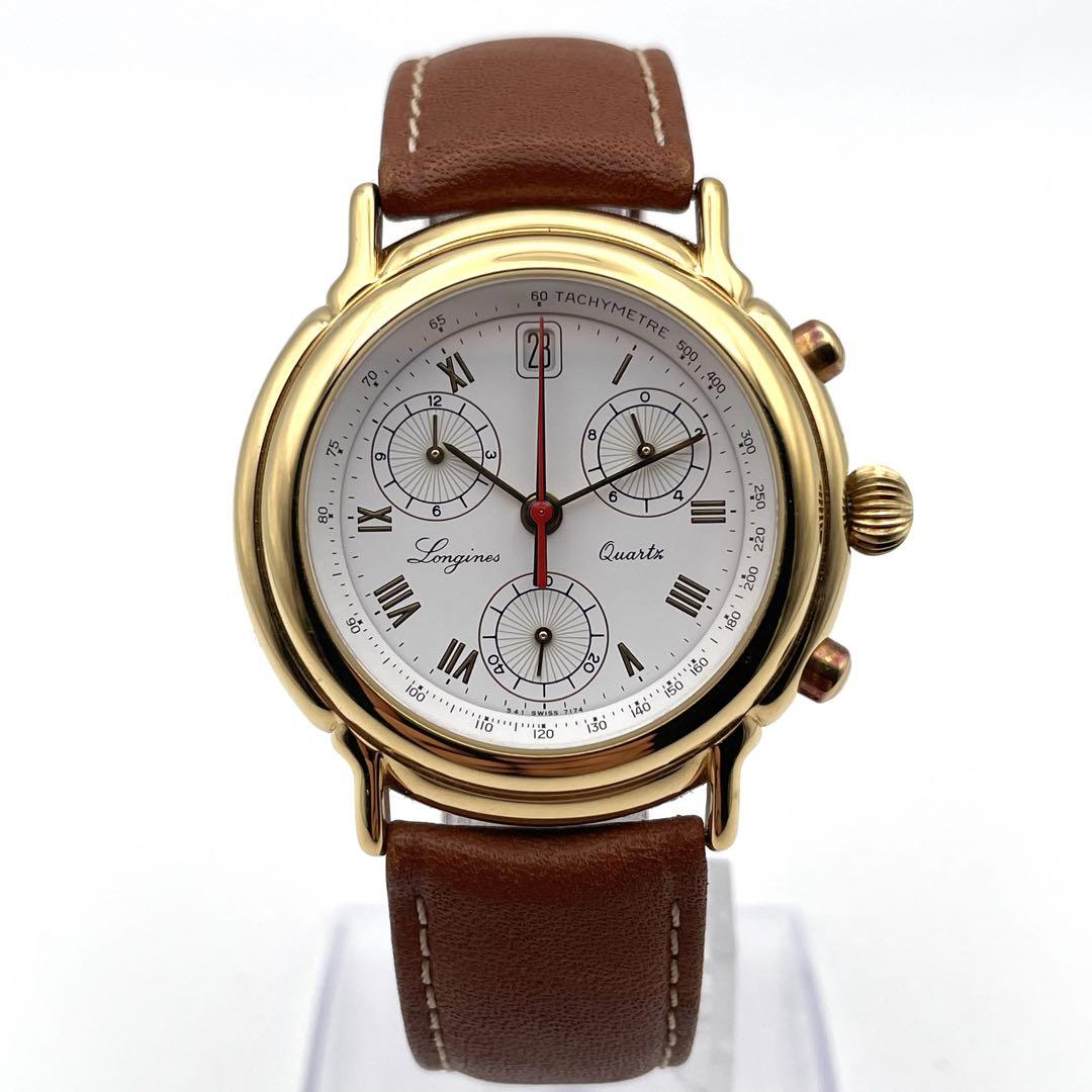 LONGINES クォーツ 腕時計 クロノグラフ デイト 箱付 メンズ