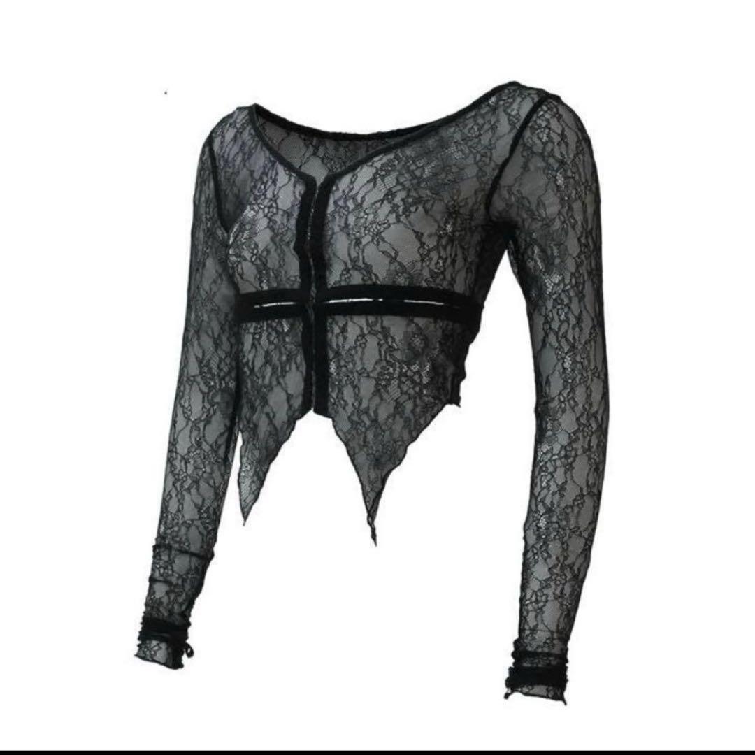 トップス theredthread S split lace tops THERED THREAD S split lace tops black - メルカリ