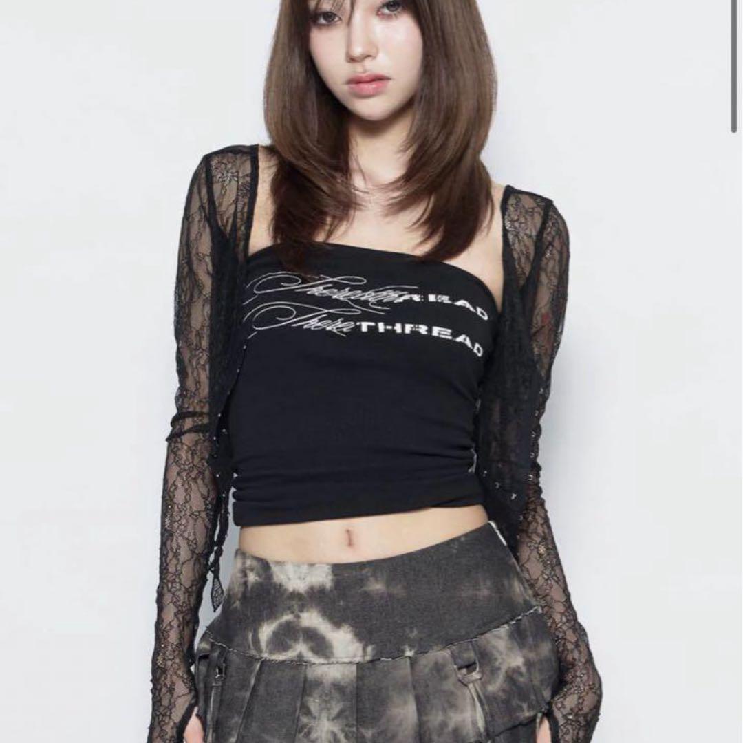 THERED THREAD S split lace tops black - メルカリ