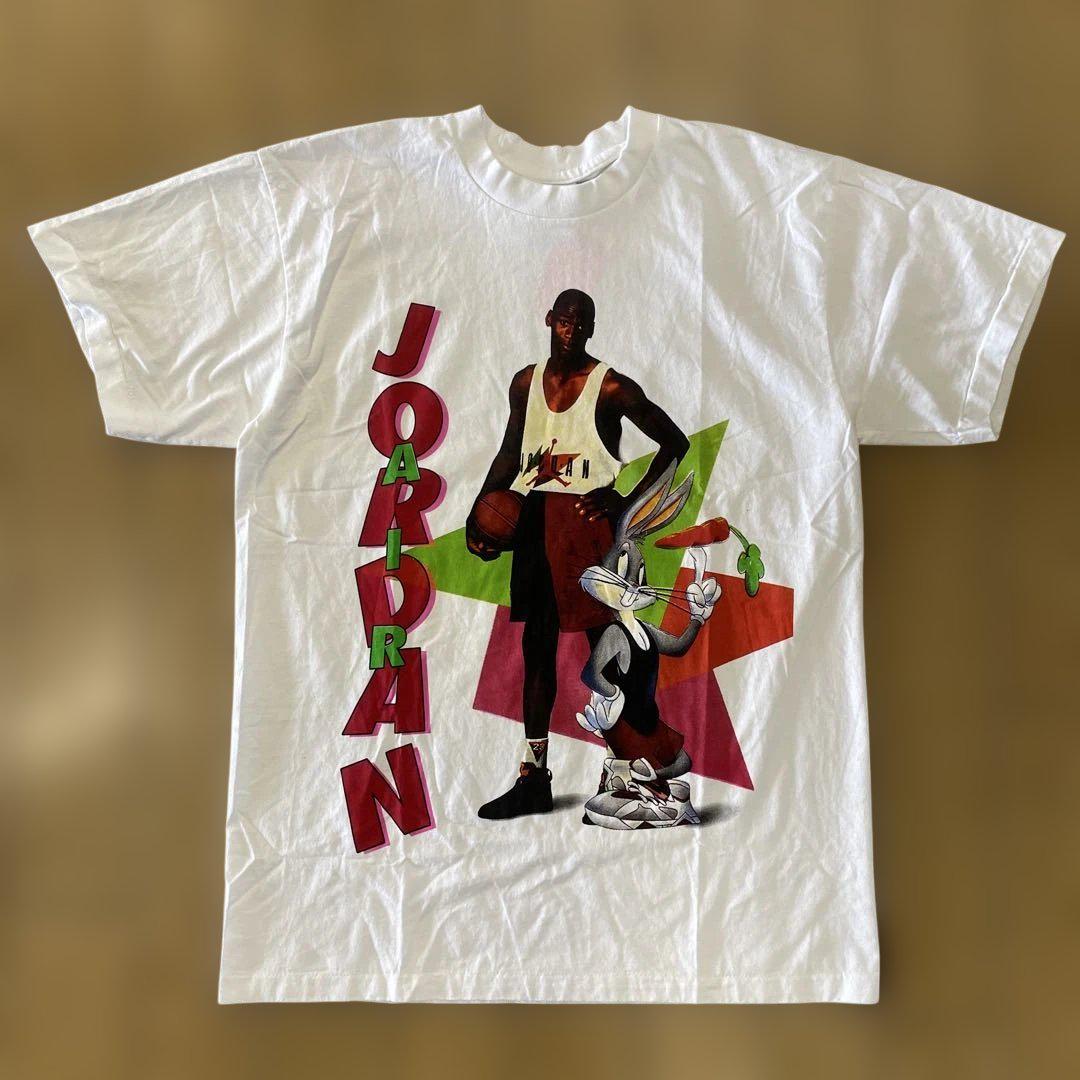 AIR JORDAN バックスバニー シングルステッチ 古着 白 Lサイズ