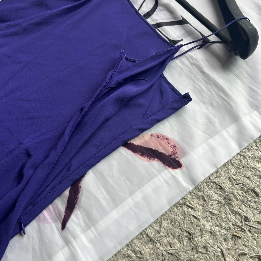 デパート 送料無料 パープル フレアワンピース Dior 良品】Christian 半袖 紫 膝丈 ワンピース